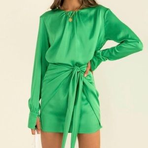 long sleeve green dress